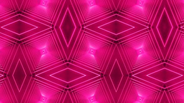 Pink Color Neon Zoom In Tunnel Pattern Background Animation