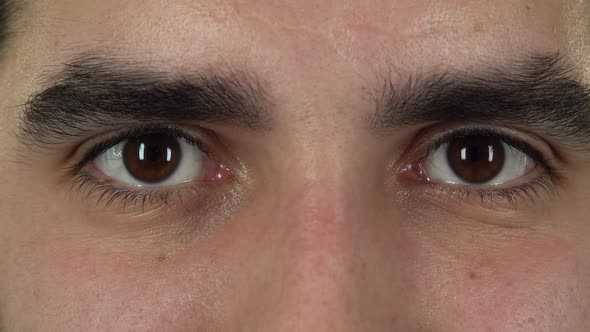 Guy Brown Eyes with Smile Close Up, Macro Portrait