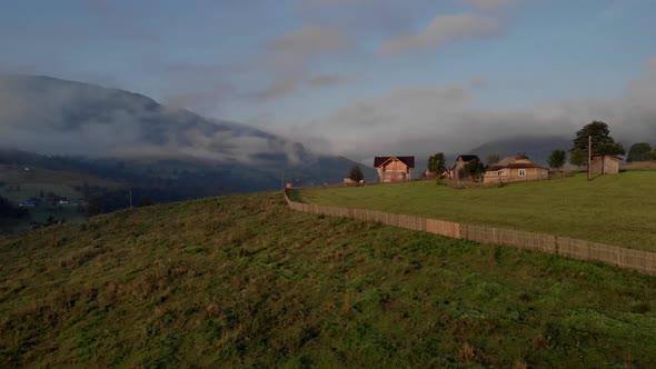 Houses on Slopes in Carpathian Mountains