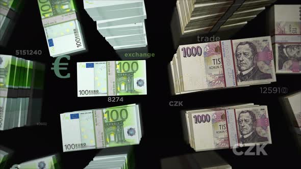 Euro and Czech Koruna money exchange loop