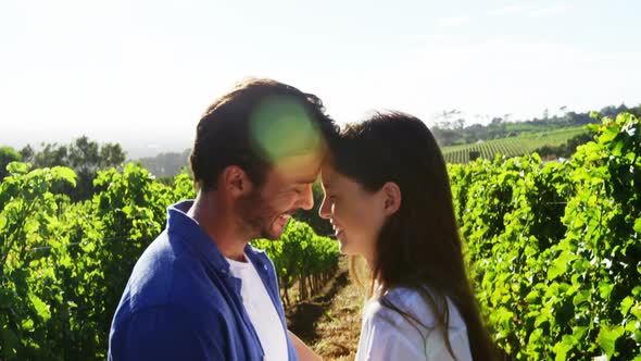 Romantic couple in love at a vineyard