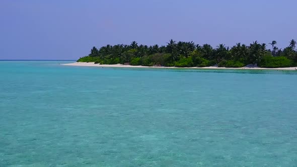 Aerial tourism of exotic coast beach trip by blue lagoon and sand background