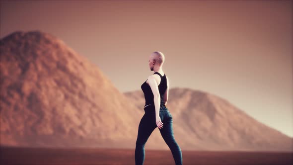 Slow Motion Young Woman in Desert