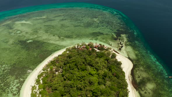 Tropical Island with Sandy Beach. Mantigue Island, Philippines