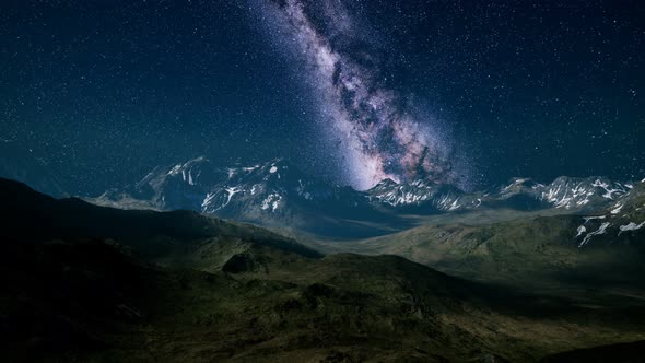 Milky Way Over the Mountain Peaks