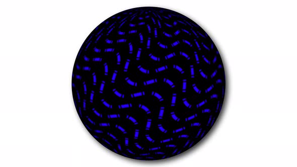 Stripy line attached on a sphere. Stripy sphere animated on white background. Vd 971