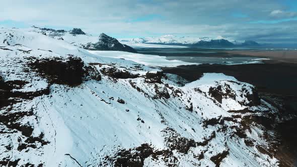 Aerial View of the Glaciers and Snowy Mountains in Iceland