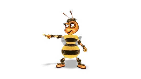 Cartoon Bee Dance  Looped on White Background