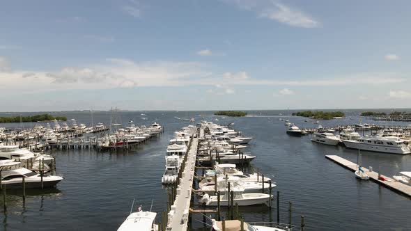 Drone Fly  over Miami Bay Marina