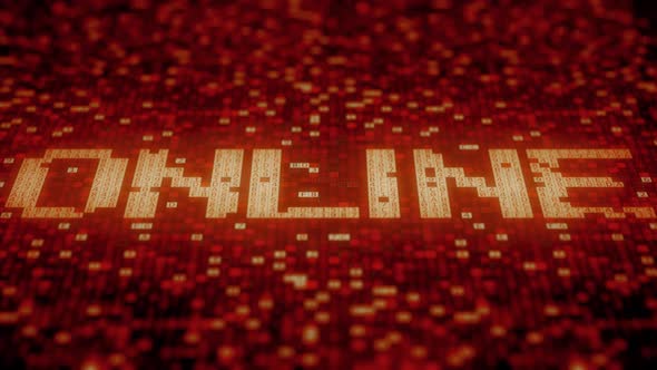 Hexadecimal Symbols on a Red Screen Form ONLINE Word