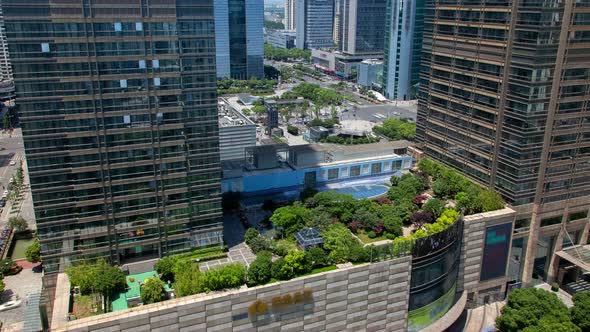 Suzhou Business City Cityscape Aerial China Timelapse Pan Up