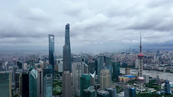 Shanghai skyline with modern urban skyscrapers, China