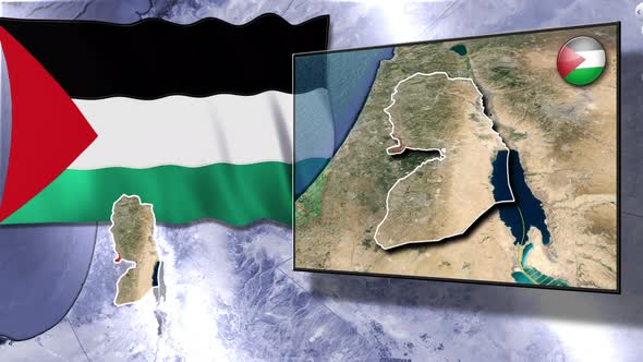 Palestine Flag And Map Animation