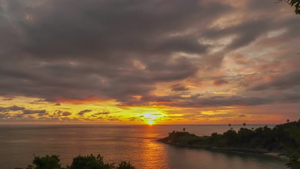 Timelapse Yellow Sunset At Promthep Cape