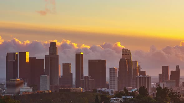 Time Lapse of Clouds Moving Behind the Los Angeles Skyline