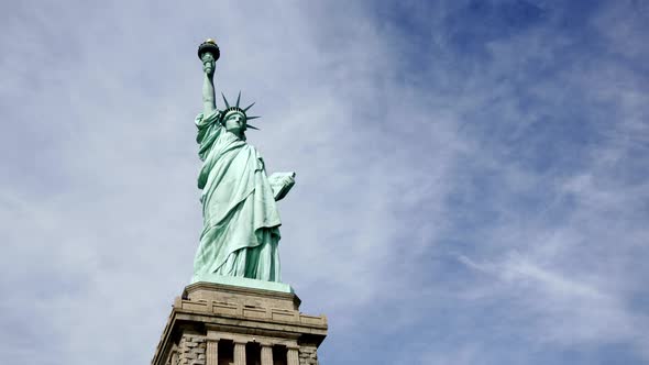 4K time lapse shot of the Statue of Liberty in New York City