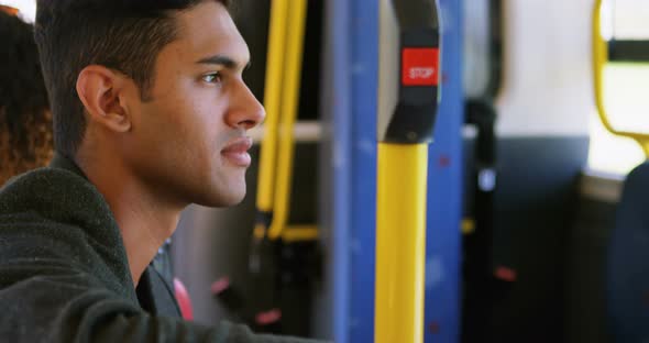 Thoughtful man in the bus 4k