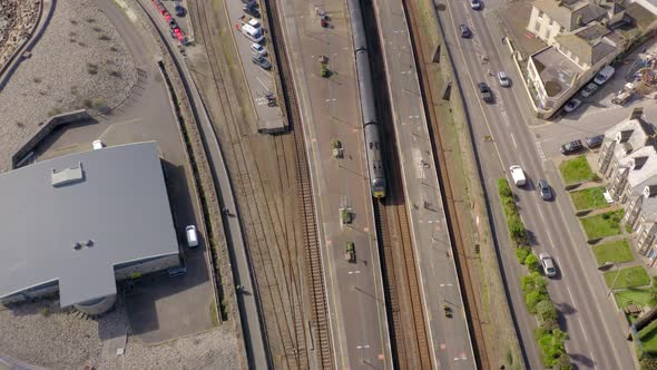 Penzance Railway Station in Cornwall UK Aerial