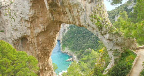 Arco Naturale Natural Stone Arch In Scenic Landscape Of The Mediterranean Island Of Capri, Italy - t