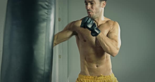 Athletic Male Boxing Slow Motion