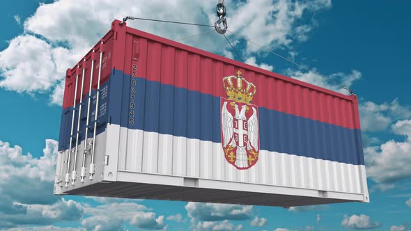 Loading Container with Flag of Serbia alt
