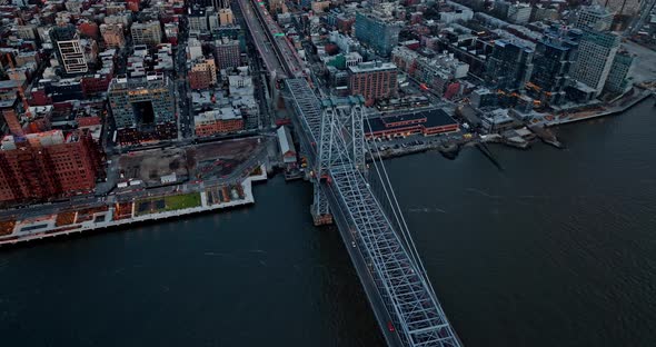 Williamsburg Bridge Towards Manhattan with a View of Midtown Manhattan