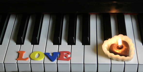 Love on Piano Keys and Candle Light 3