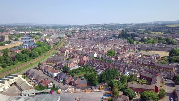 Flying high over Exeter along River Exe