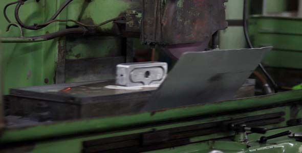 Lathe Factory, Machine Working On Steel