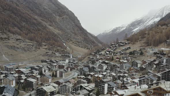 Aerial View of Zermatt in Switzerland in Autumn