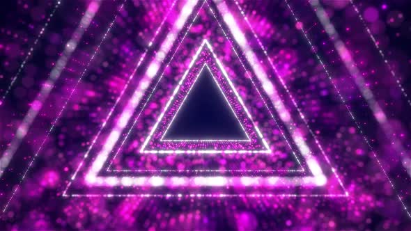 Abstract futuristic tunnel Made With particle. Pink Triangle Particle Digital Tunnel, Digital Data