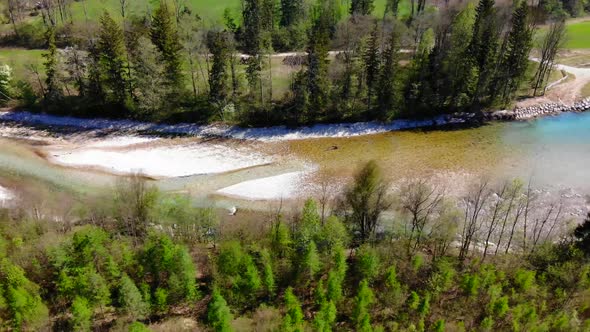 Drone Video of an River and Waterplant