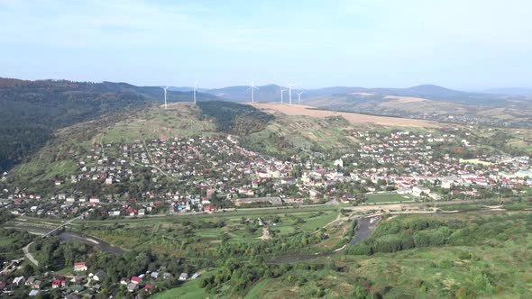 Aerial View of Wind Renewable Electricity Plant