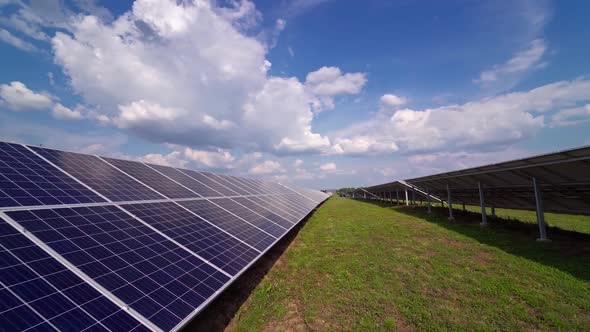 Solar panel on a modern station at daytime.