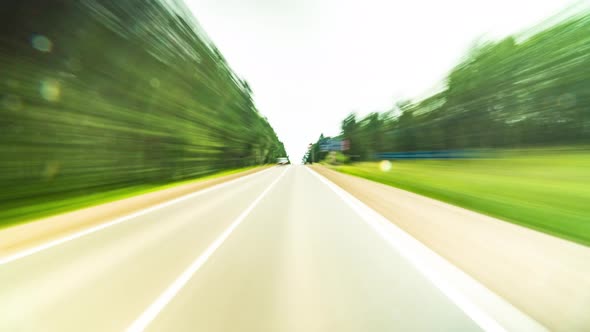 POV High Speed On The Open Road Fast Car Hyperlapse Car Driving on Country Road