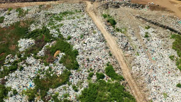 Aerial View of Dump in Forest in Pollution Concept