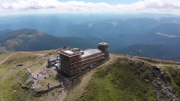 Aerial View Top of Pip Ivan Chernogorsky Mountain and Carpathian Mountain Range