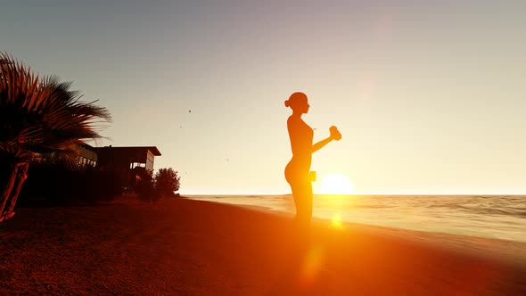 Woman Doing Fitness At Sunset