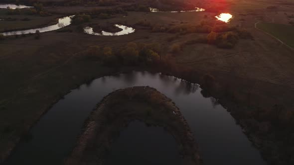 Wild River on Sunset in Ukraine