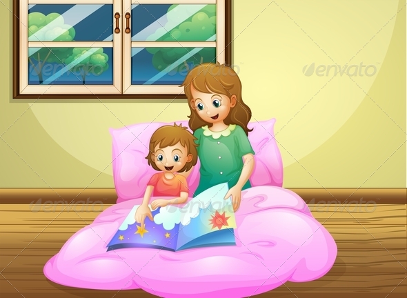 Mother reading with her daughter
