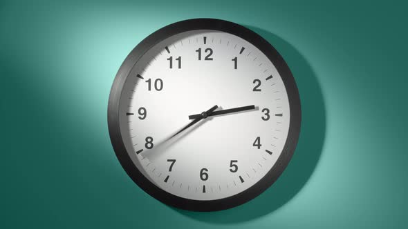 Clock Face On Cyan Blue Aquamarine Wall