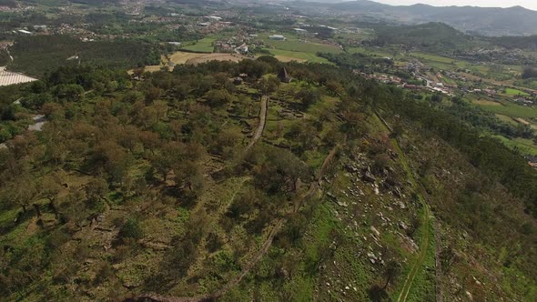 Aerial View of Ancient Roman Architecture Ruins in Portugal