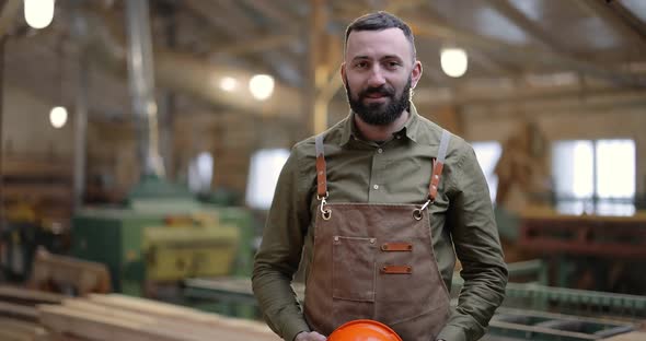 Portrait of a Happy Carpentry Factory Worker