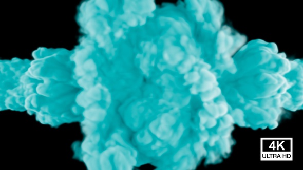 Collision Of Two Streams Of Aqua Color Smoke And Dissipate 4K alt