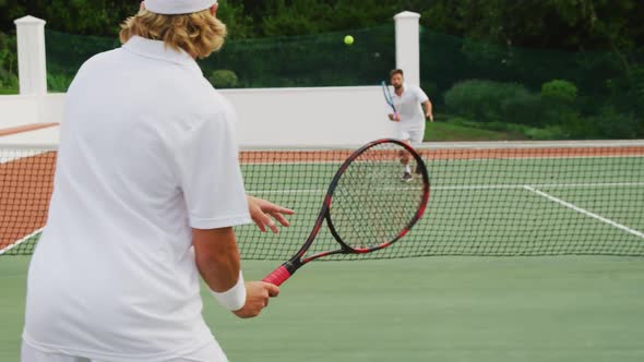 Tennis players playing a point