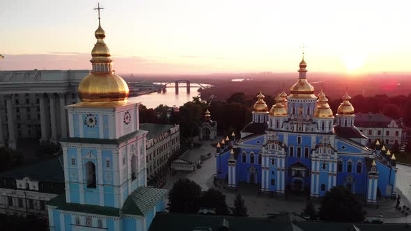 St. Michael's Golden-Domed Monastery in Kyiv, Ukraine. Aerial View