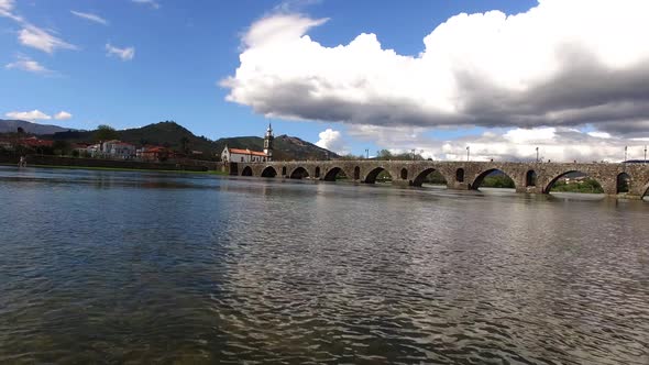 Fly Above River Lima in Portugal