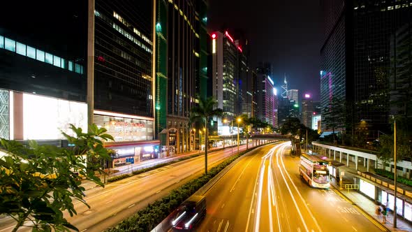 Busy life in Hong Kong city at night