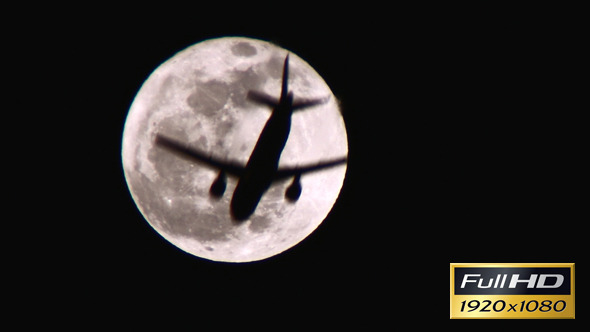 Full Moon with a Plane Crossing