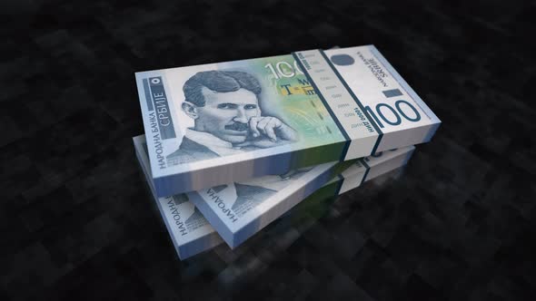 Serbia dinar money banknote pile packs